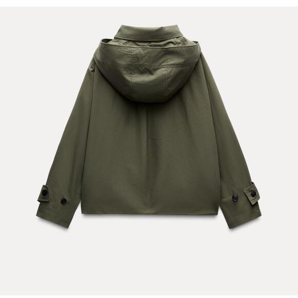 Nwt-Zara- ZW COLLECTION SHORT HOODED TRENCH COAT-M - Picture 5 of 8